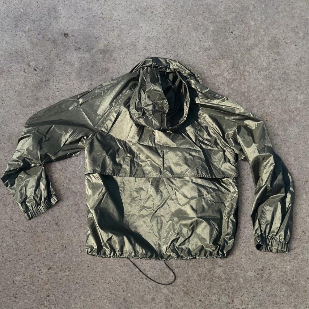 Eddie Bauer Metallic Olive Hooded Windbreaker Medium - Picture 4 of 7